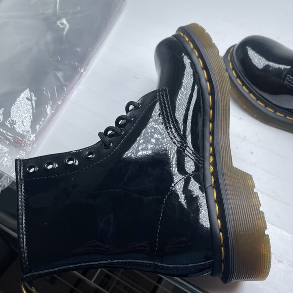 NEW Dr Martens 1460W Black Patent Leather Shiny 8 Eyelet Lace Up Boot 6 US 37 EU - Picture 10 of 16